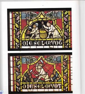 Darstellung von Bergleuten im Tulenhauptfenster des Münsters in Freiburg i. Br. um 1330/1340